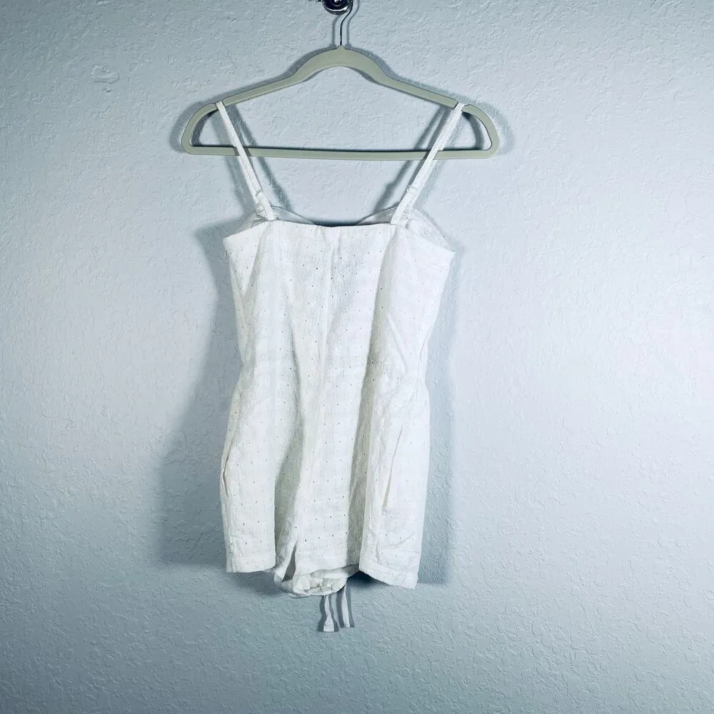 Jack by BB Dakota O'Hara Womens Waist Tie Embroidered Romper White Sz 0 Coquette - Image 3