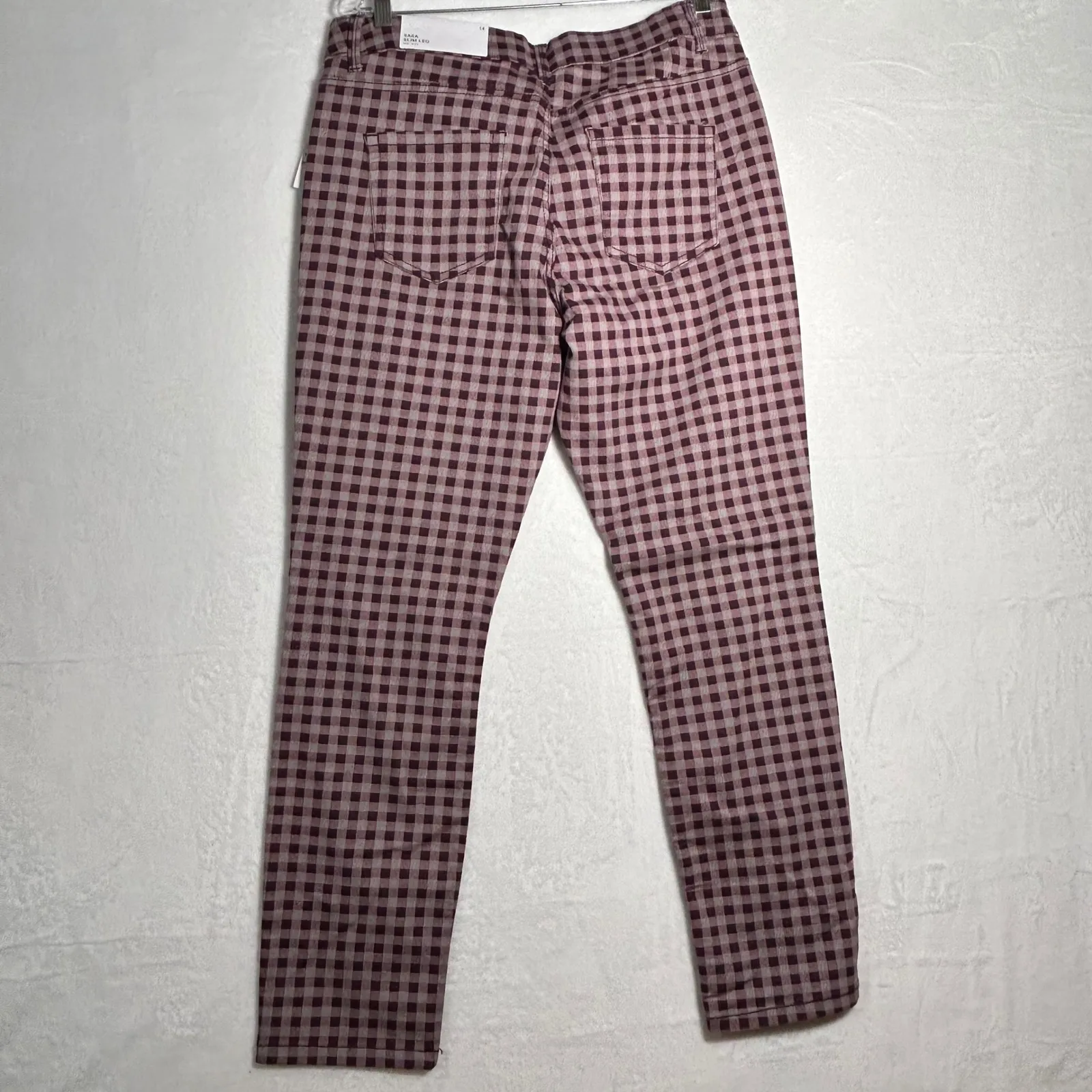 Liz Claiborne Womens Sara Slim Leg Mid Rise Gingham Pants Size 14 - Image 2