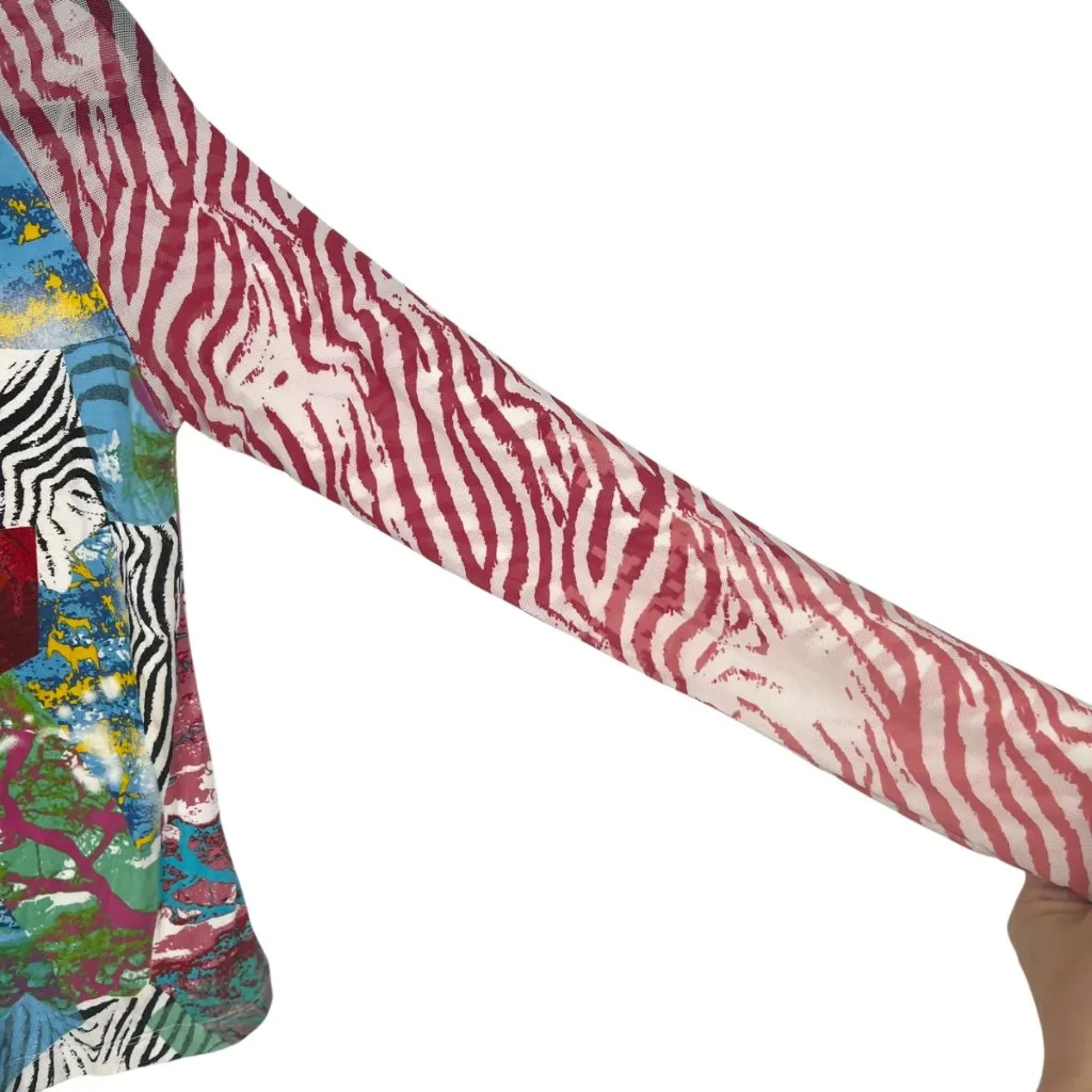 Faust Vintage Zebra Beaded Fringe Rainbow V - Image 4