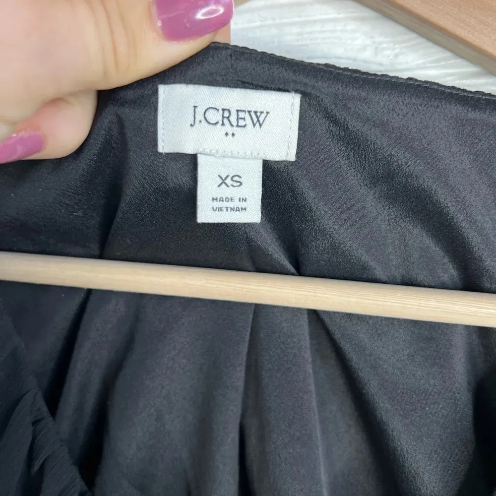 J. Crew Factory Black Semi Sheer Ruffle Detail Top Size XS - Image 4