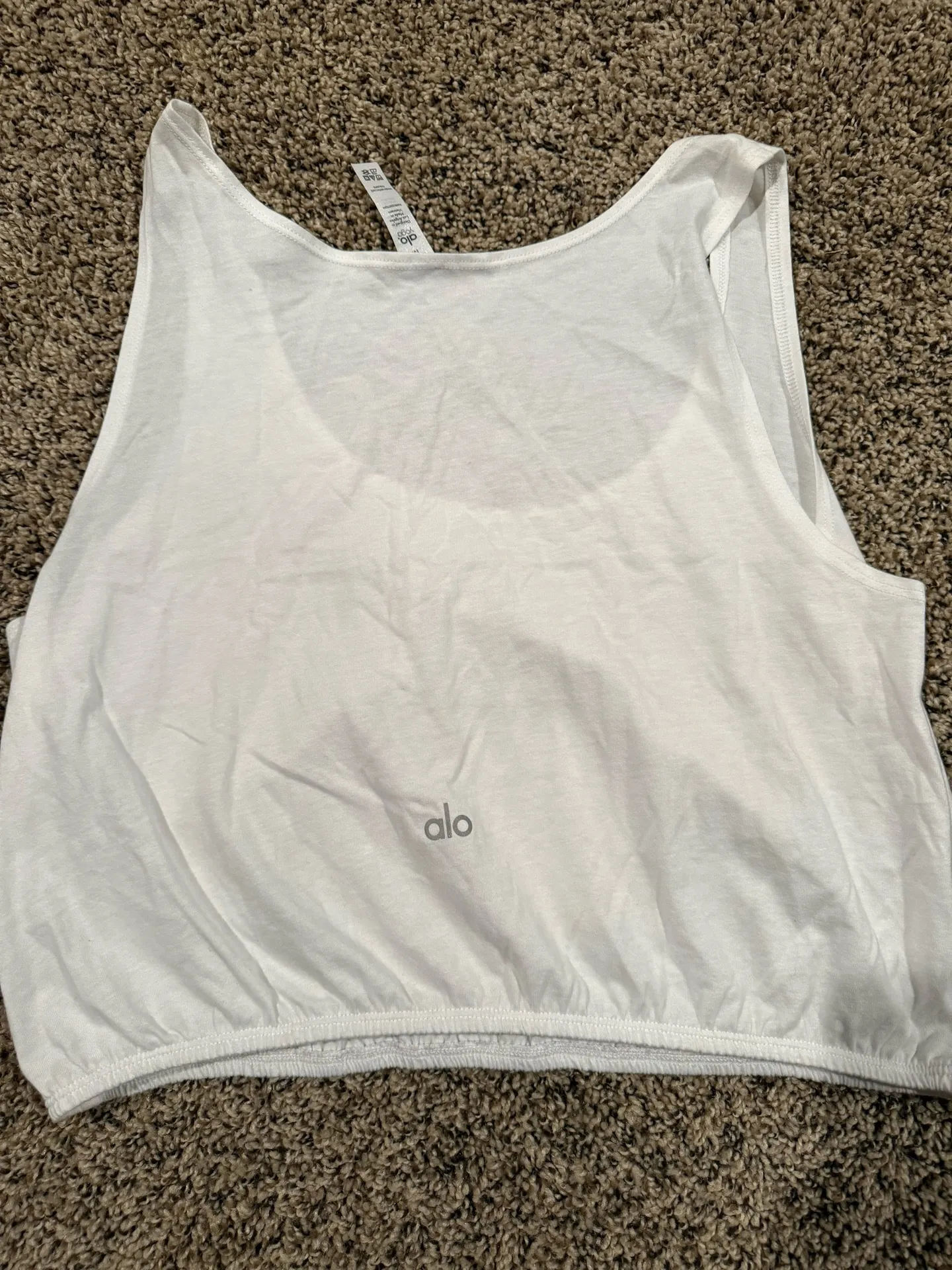 Alo Cropped White Tank Yoga Top - Image 3