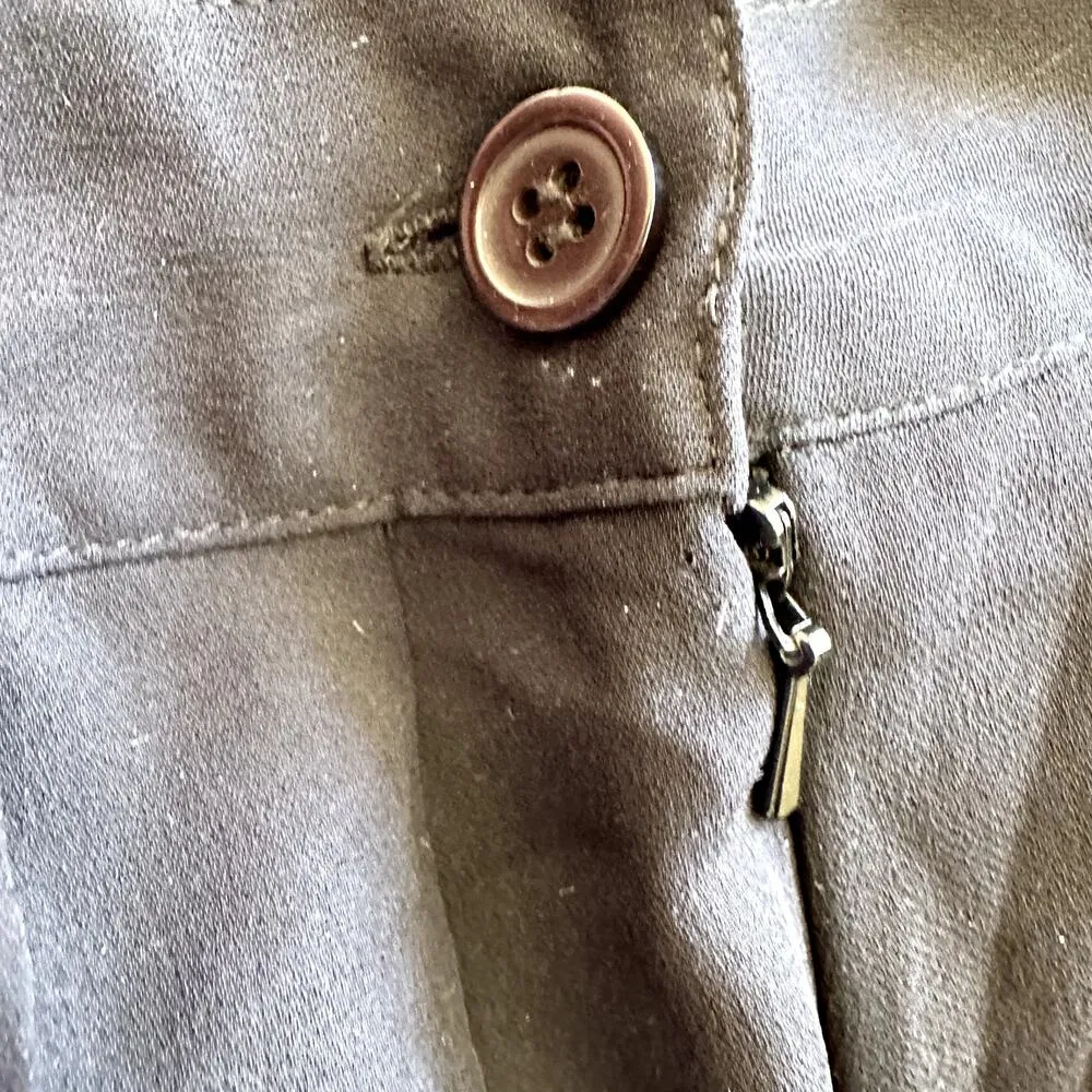 Vintage Oval Room 100% Silk Pleated A Line Skirt Above Knee 80s Zip Fly Black 4 - Image 2