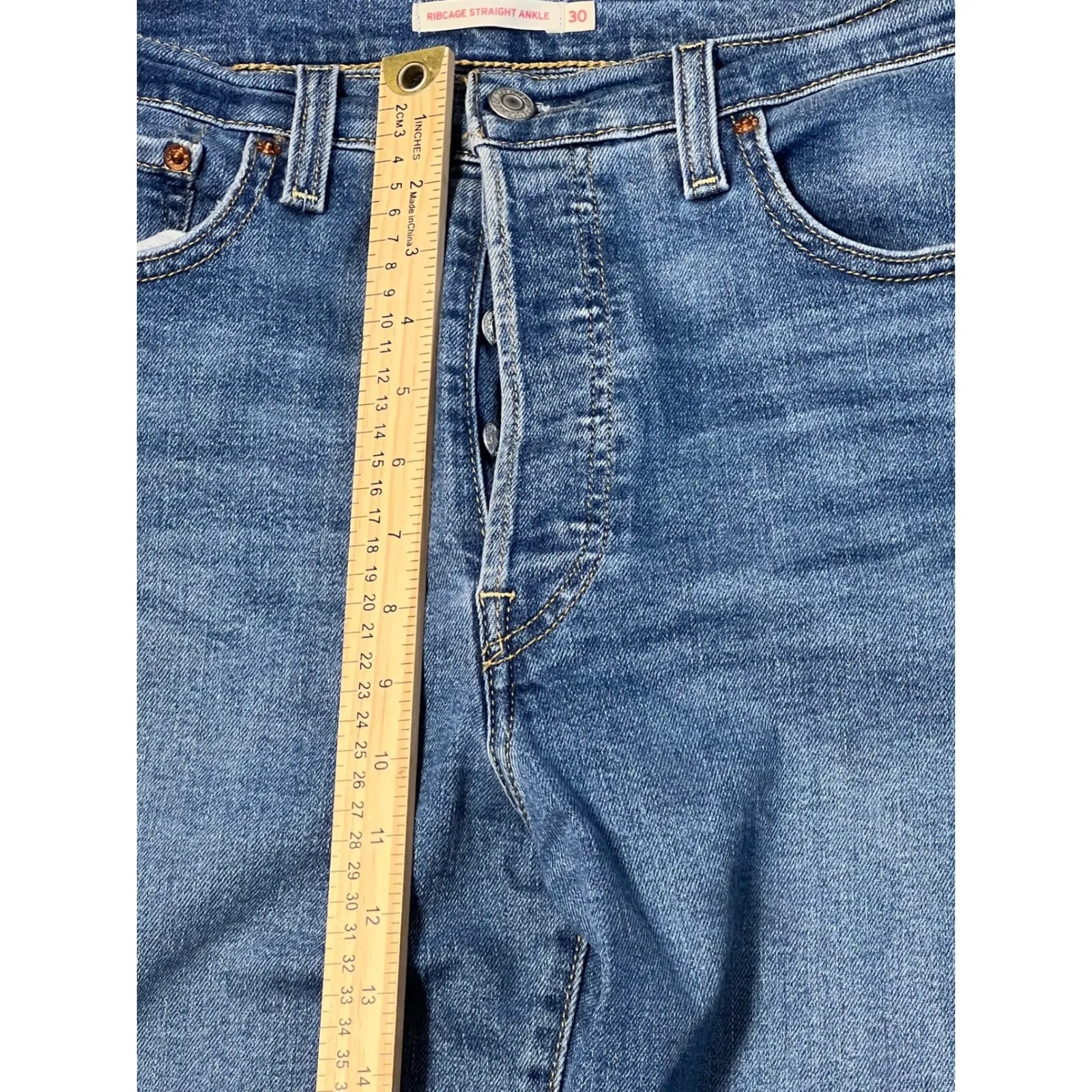 Levi's Ribcage Straight Ankle Jeans Button Fly Womens 30x27 Mom Relaxed Baggy - Image 8