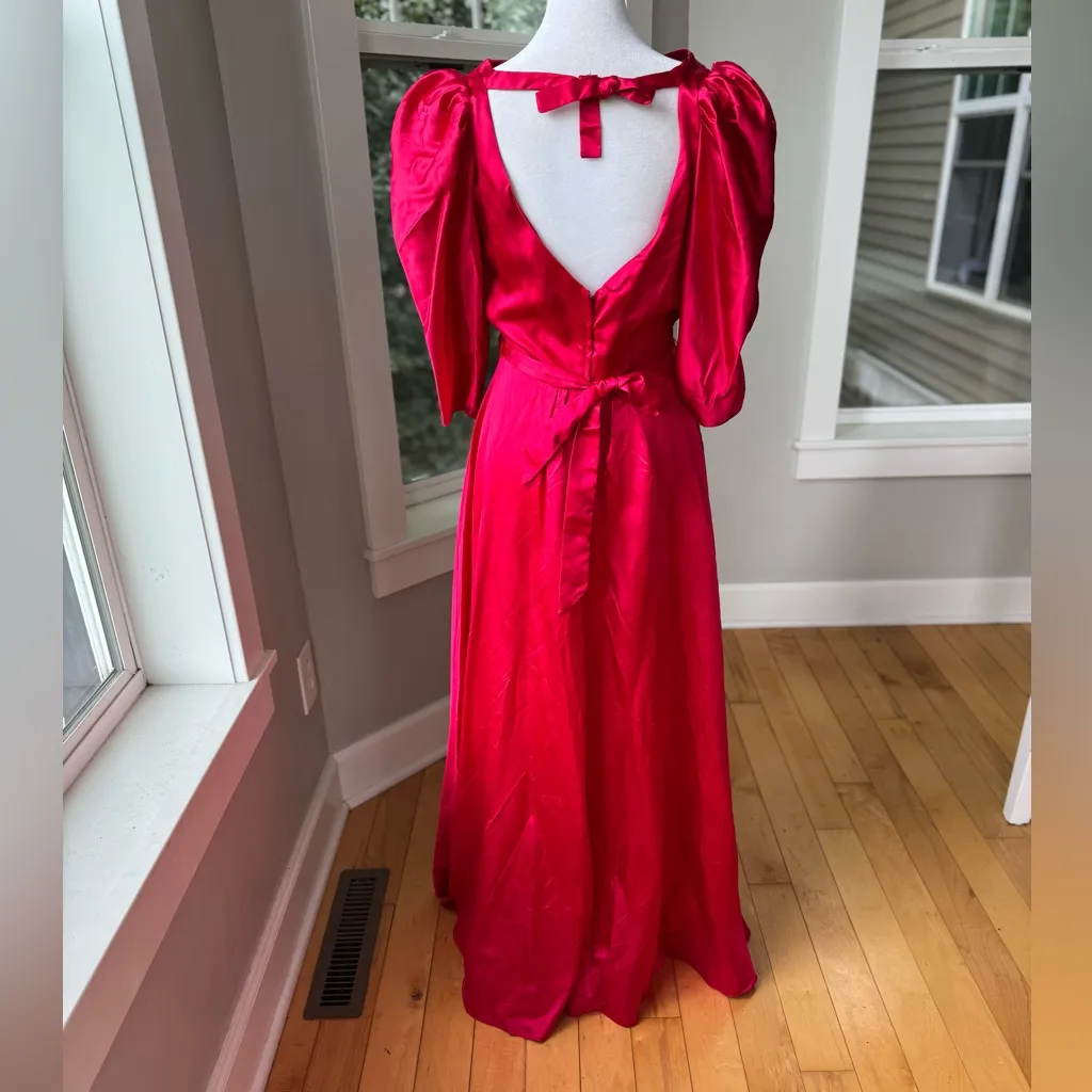 Vintage Dark Pink Satin Formal Prom Gown Dress Size Small or Medium - Image 10