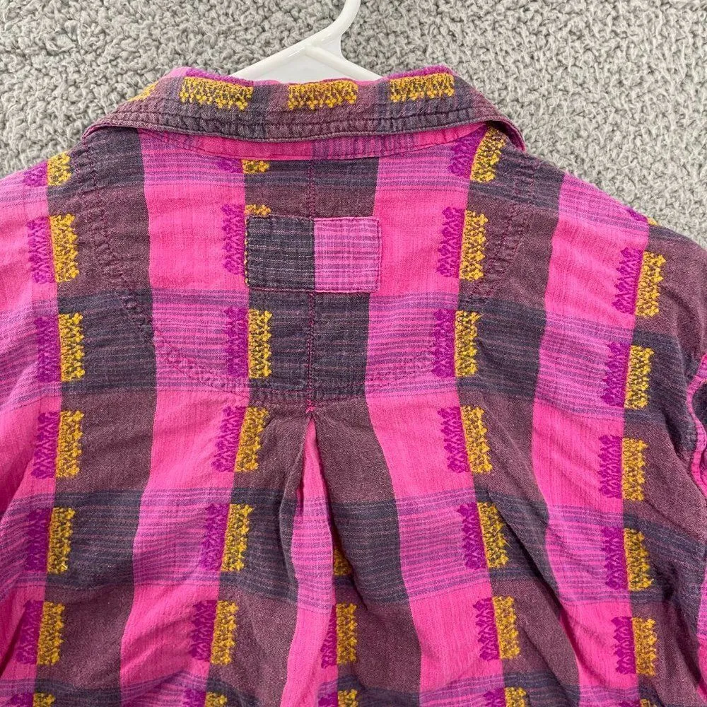 Vintage Jeans Wear Pink Women M Causal Plaid Long‎ Sleeve Button Down Shirt Size M - Image 6