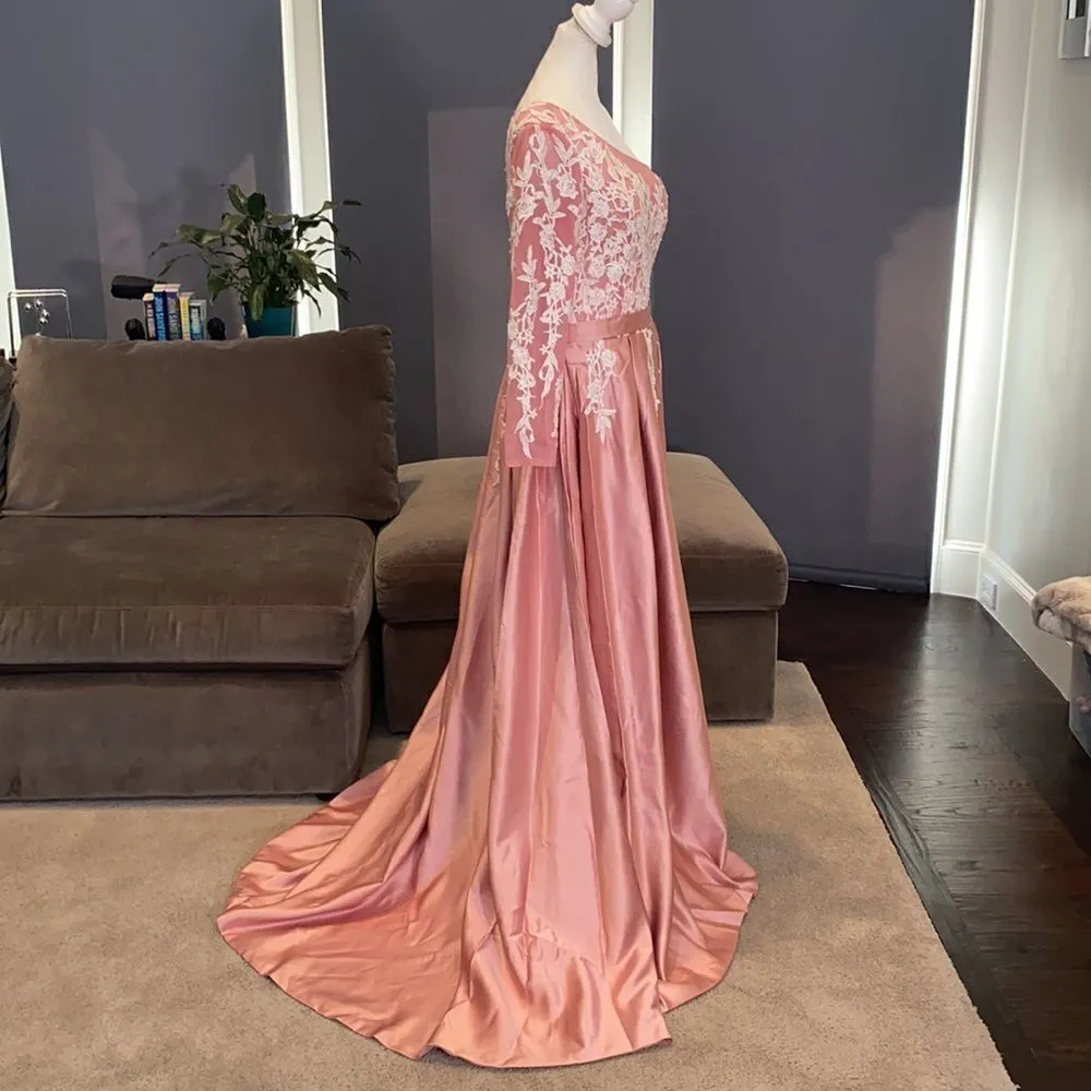 Women’s Dusty Pink One Shoulder Full Length Prom Party Dress Size M **READ** Size M - Image 6