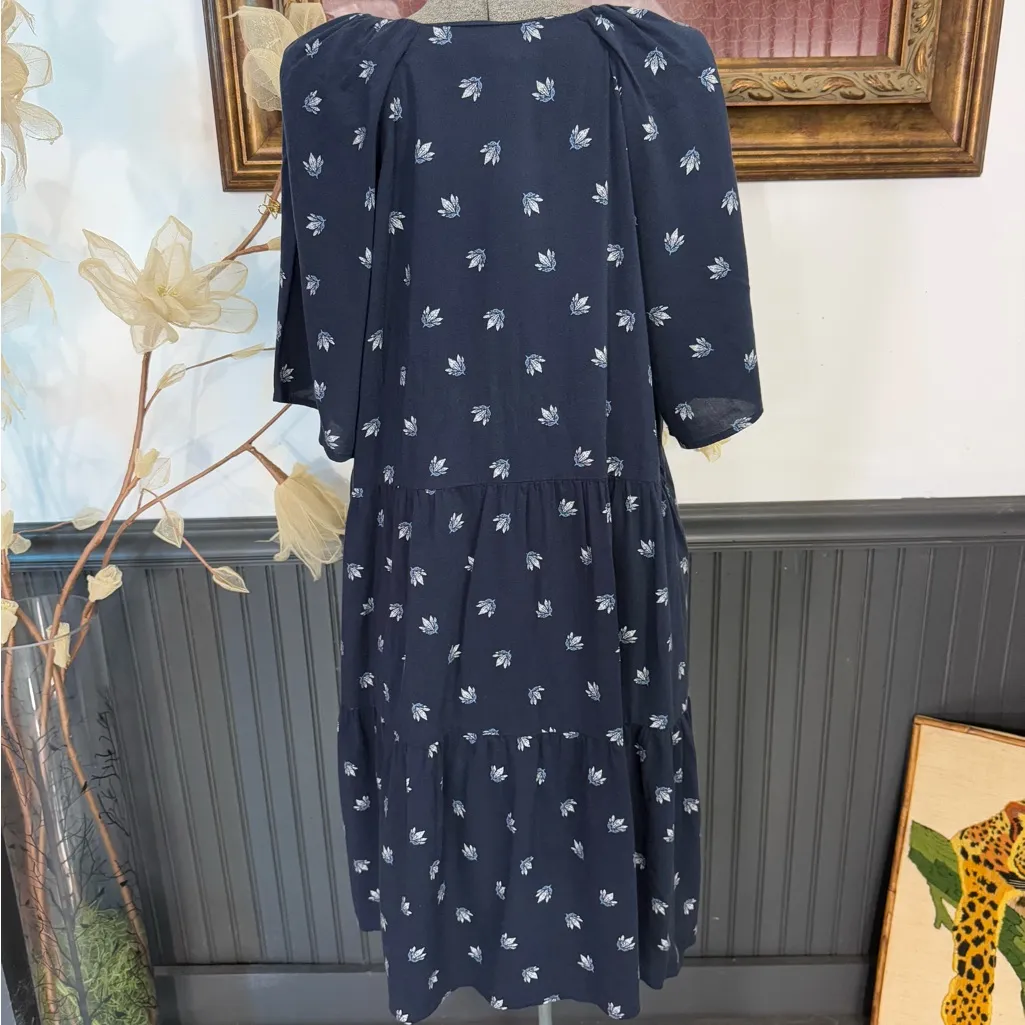 NWT Old Navy V-Neck Mini Swing Dress in Navy Floral ~ Size XL 💚🍄 - Image 7