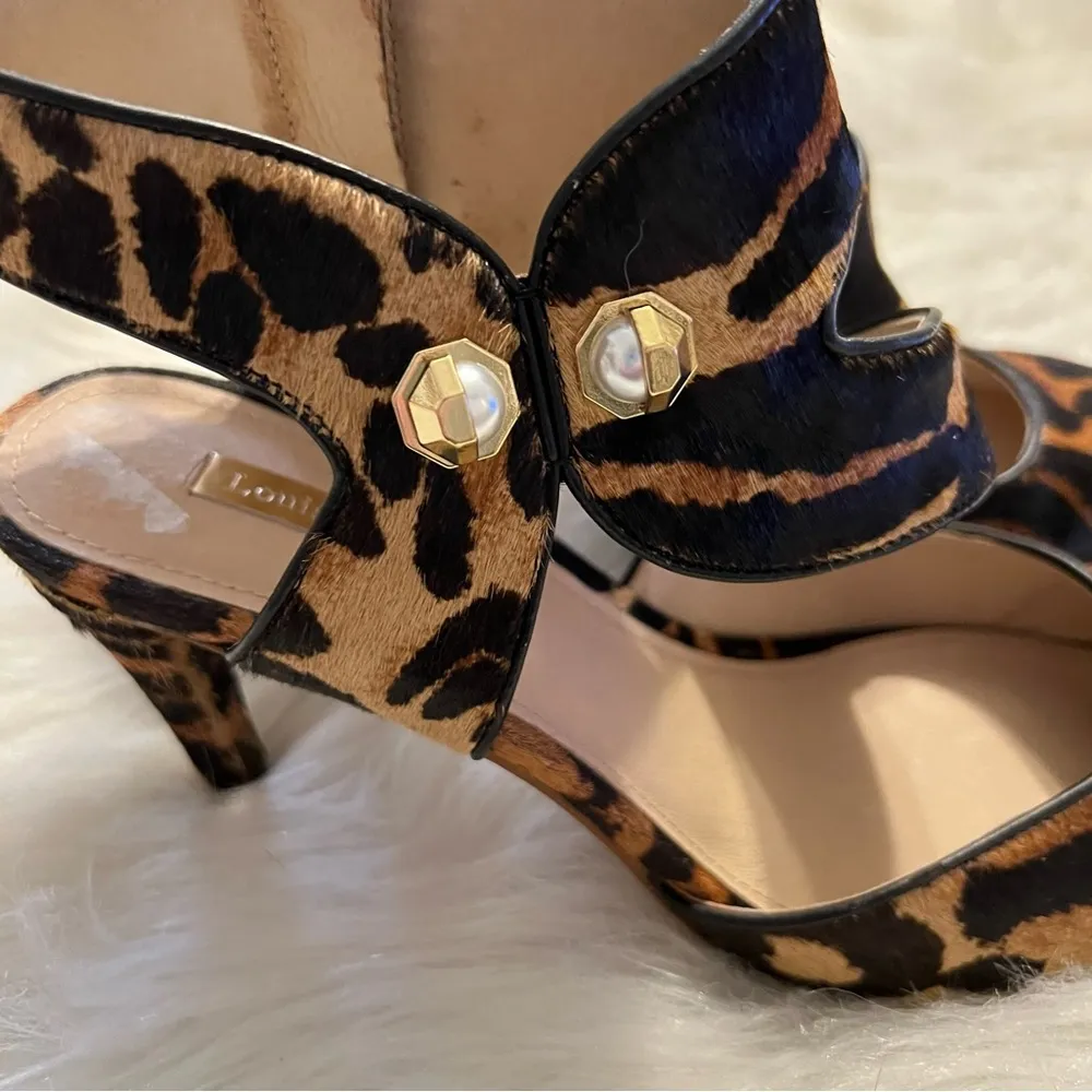Louise et Cie Animal Print Cow Hair High Heels Shoes Pointed Toe Ankle Strap 8 - Image 4