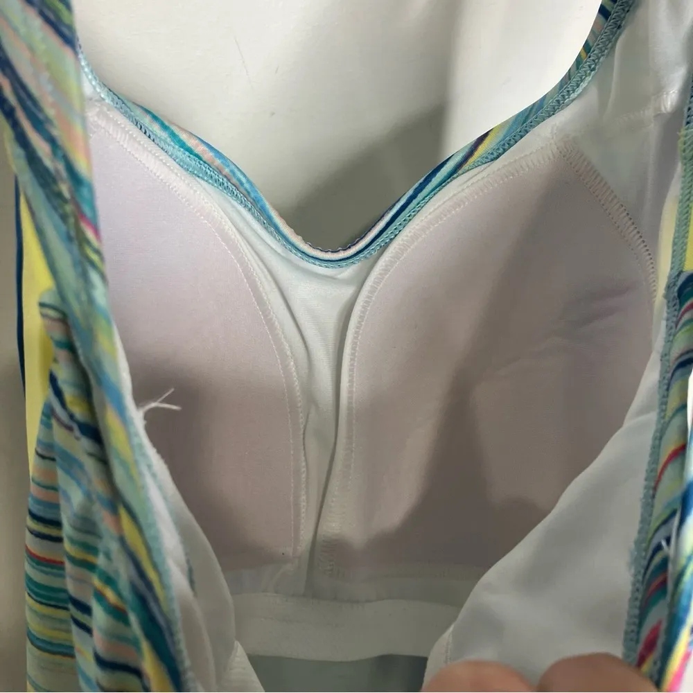 Lands’‎ End multicolor one piece swimsuit size 10L blue yellow space dyed - Image 6