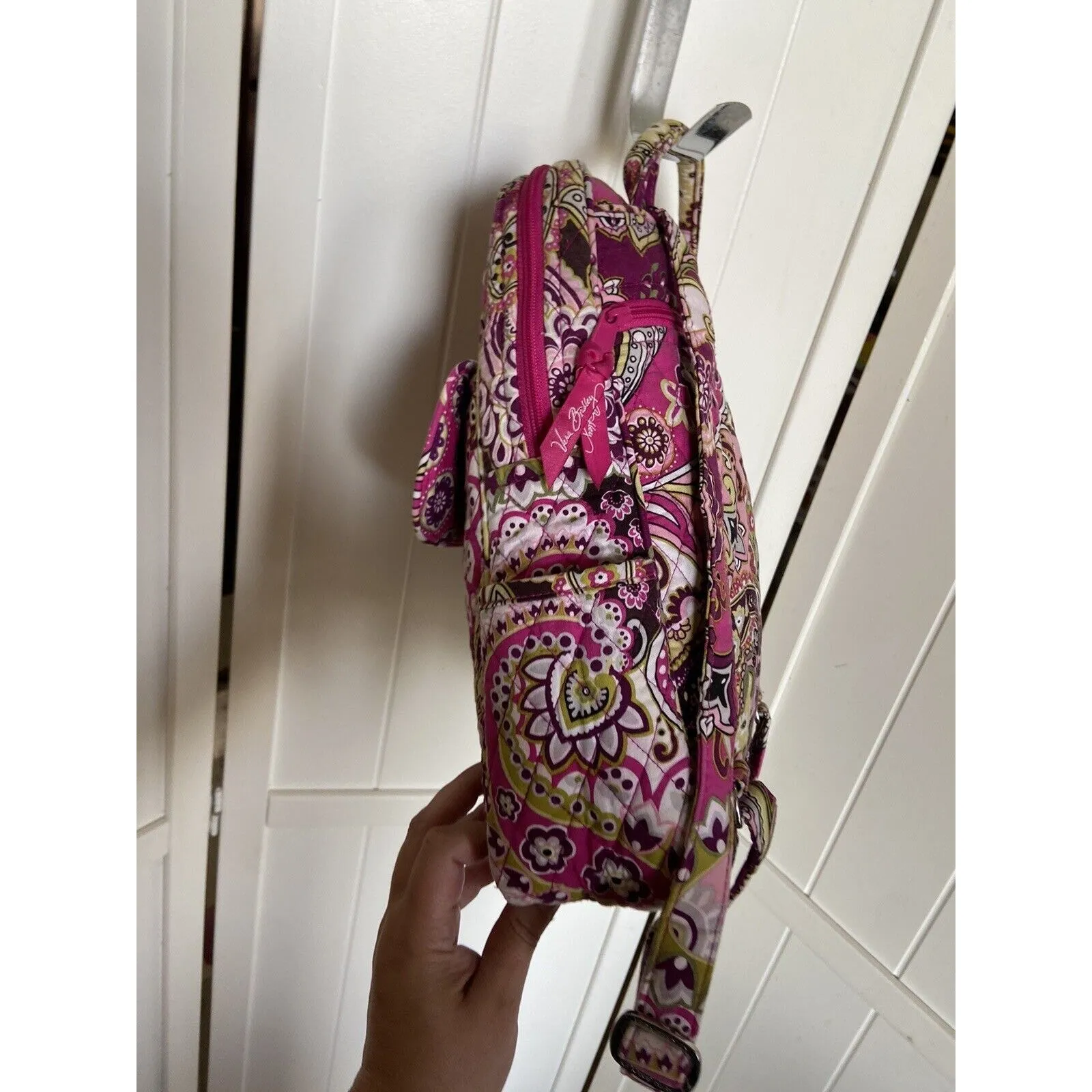 Vera Bradley Very Berry Paisley Small Backpack Bag Plum & Pink Retired‎ 12" X 9" - Image 6