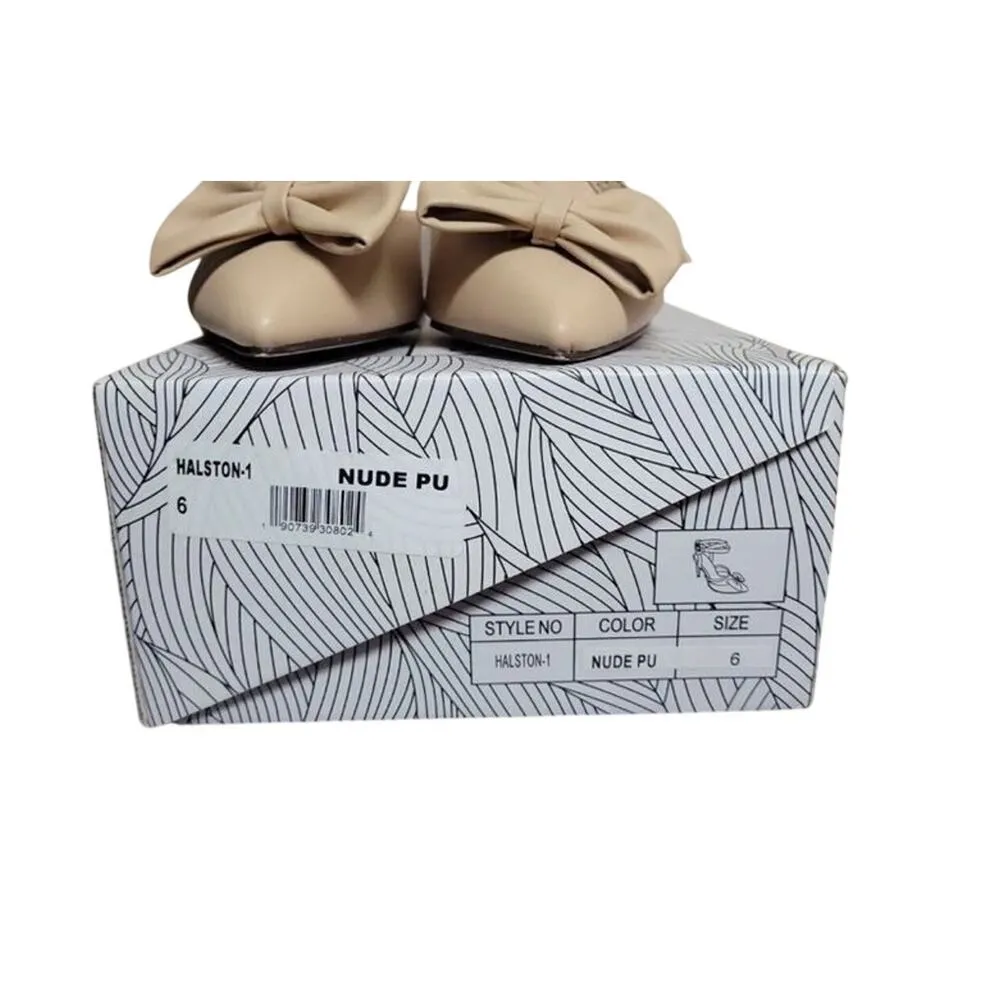 CHASE+CHLOE Halston Sandal Pumps Shoes Beige Color Bow 4.5 in, Size US 8.5M - Image 8