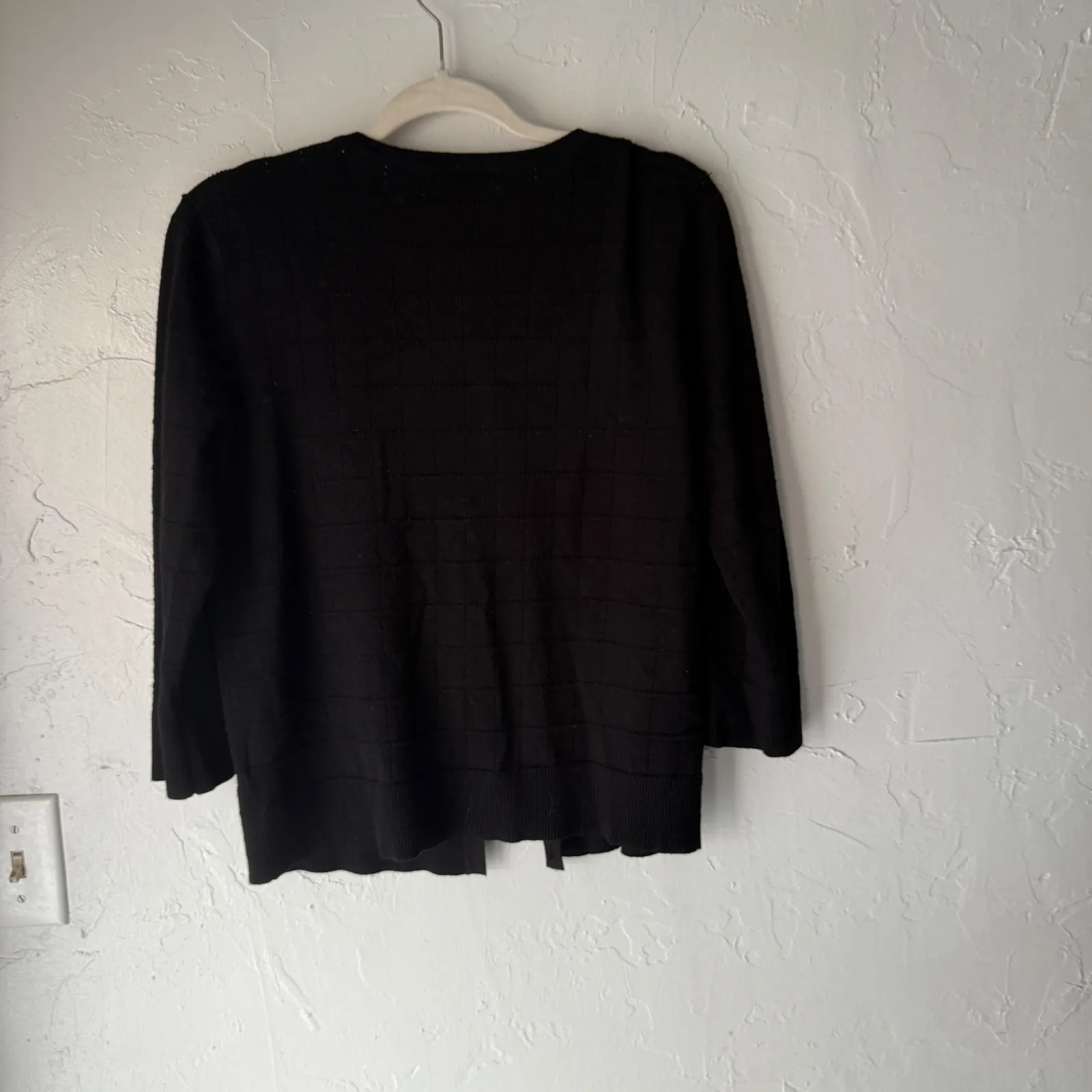 Cable & Gauge Black Textured Knit Button Front Cardigan Sweater M Twee Grunge - Image 4