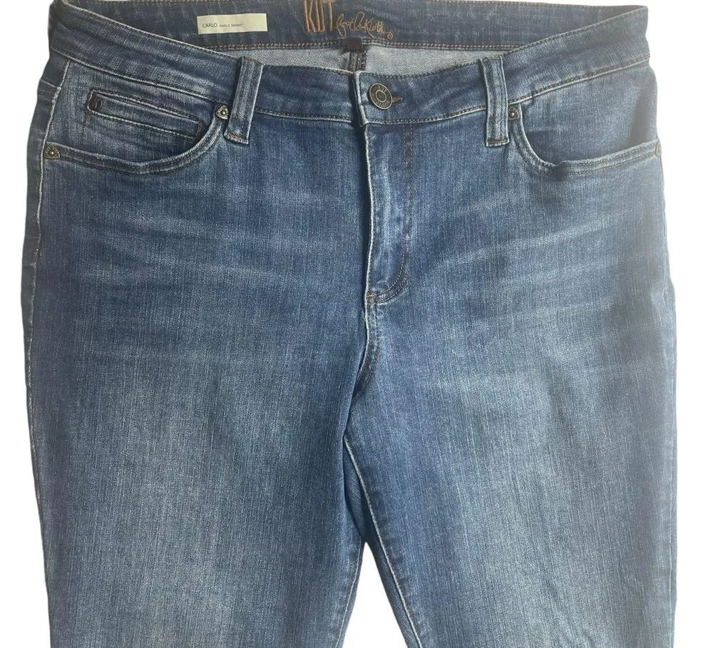 Kut from the Kloth CARLO ankle Skinny Jeans Blue Size 14 NWOT distressed hem - Image 3