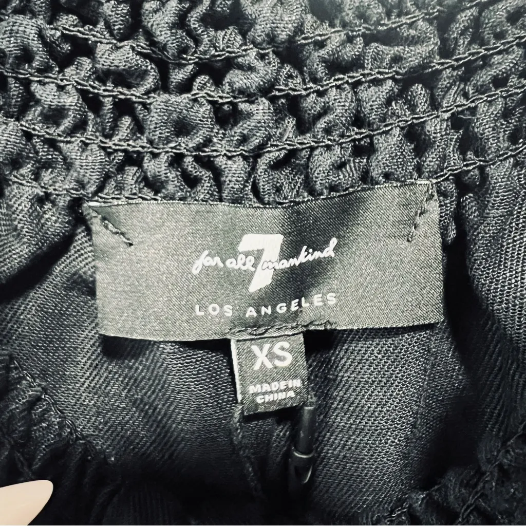 7 For All Mankind SMOCKED OFF-SHOULDER Linen JUMPSUIT IN JET BLACK - XS - NWT - Image 8