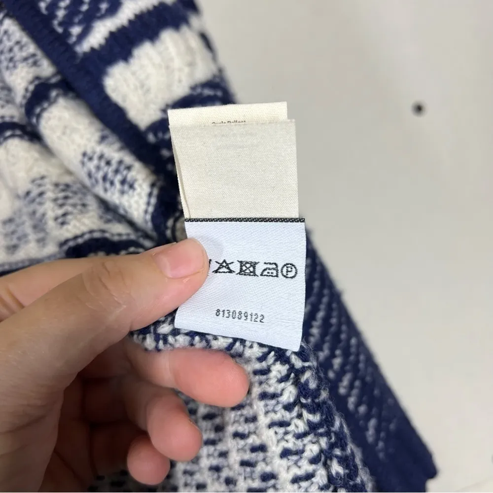 Woolovers Textured Stripe Zip Cardigan 100% Lambswool Size Small Blue - Image 14