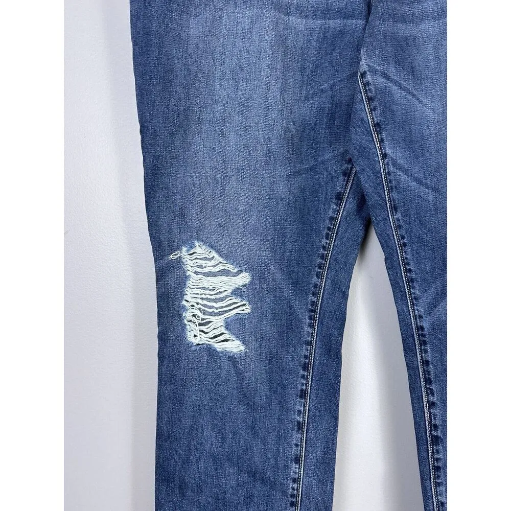 Gap Jeans Women's 16 Blue Sexy Boyfriend Fit Distressed San Francisco Patch Crop - Image 3