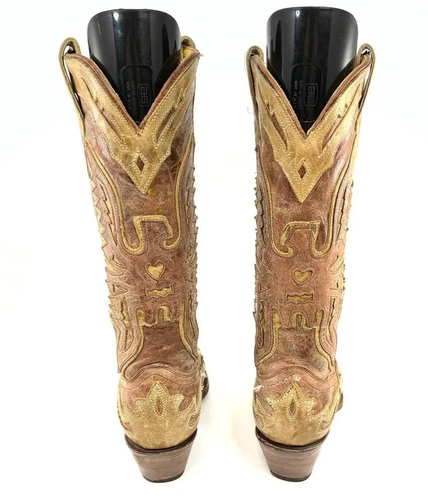 Corral Distressed patchwork leather cowgirl boots - Image 3