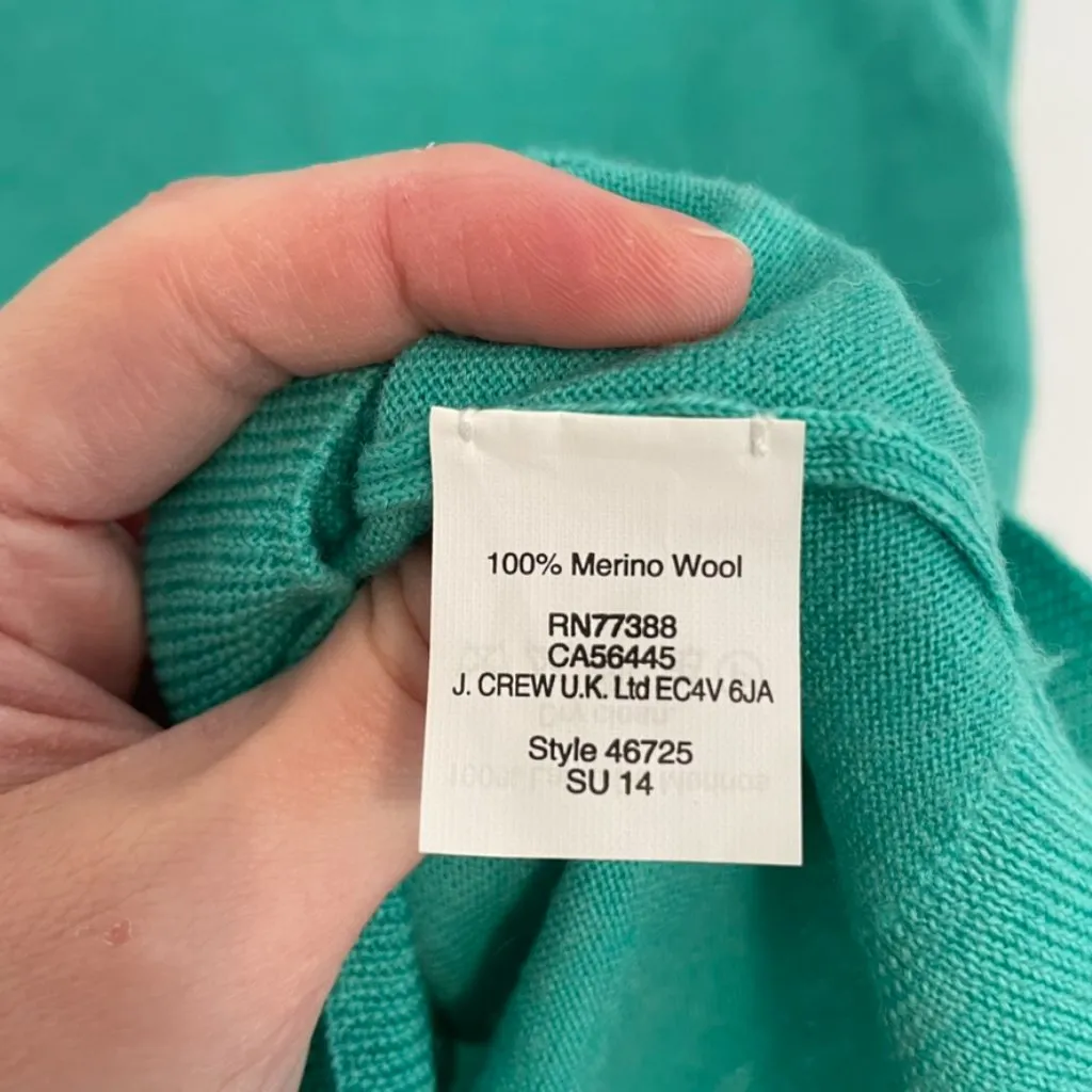 J. CREW Merino Wool Tippi Sweater Green ish 3/4 Sleeve Preppy Crew Neck Pullover - Image 12