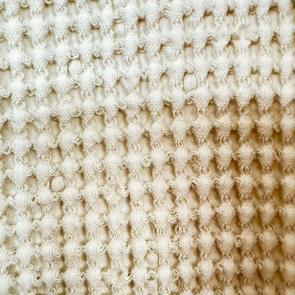 Women’s Cream Waffle Knit Button Down Jacket Sz L Lagenlook Scandi‎ Girl Coastal Yellow Size L - Image 7