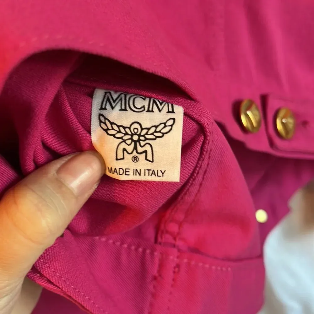 MCM Vintage 90s Barbiecore Denim Style Jacket with Gold Hardware - Image 8