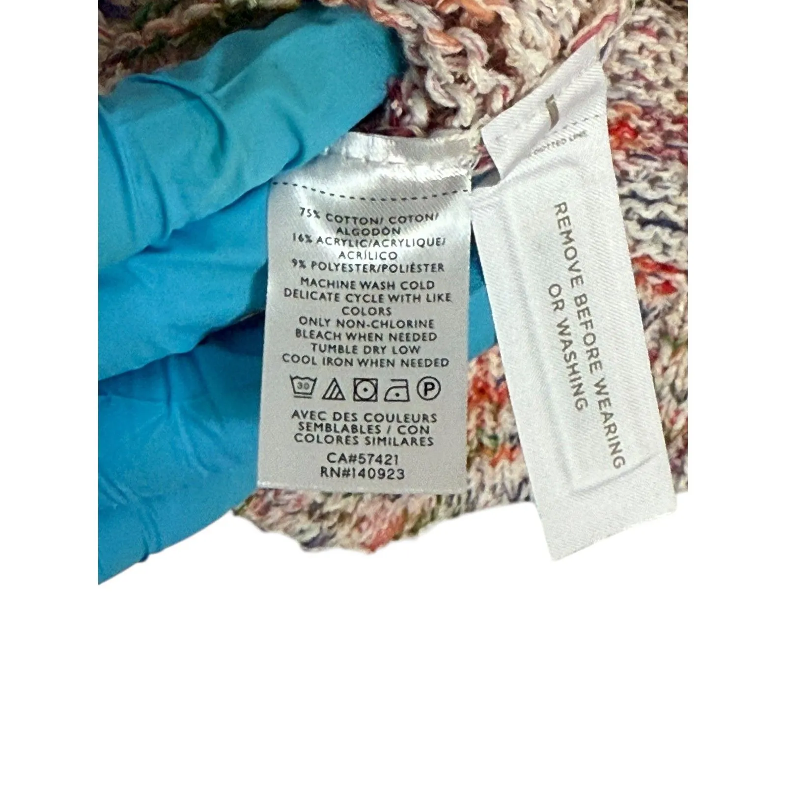 LOFT Cotton Blend Women’s Multicolor Speckled Knit Open Cardigan Sweater Small - Image 2