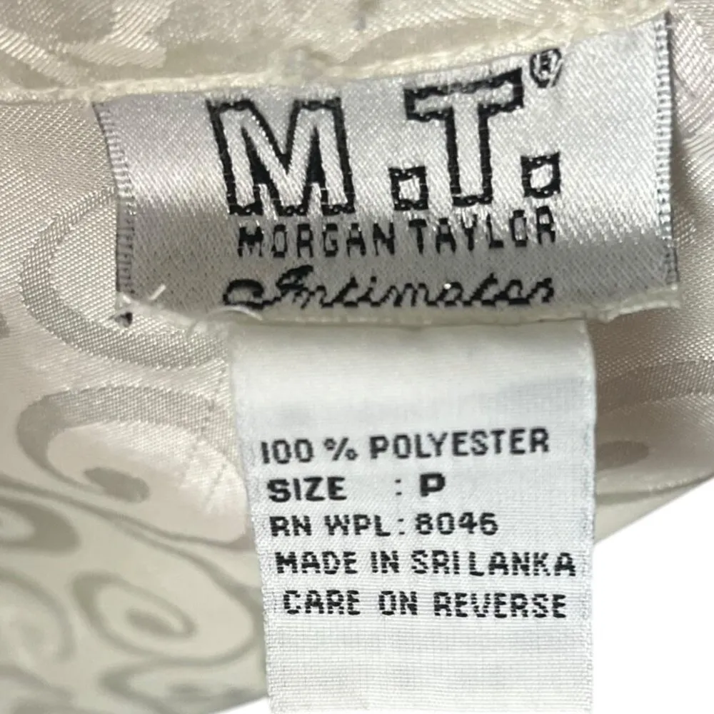 Vintage Women's Size Small Petite Intimate Satin Lingerie Slip Ivory Swirl Bride - Image 5