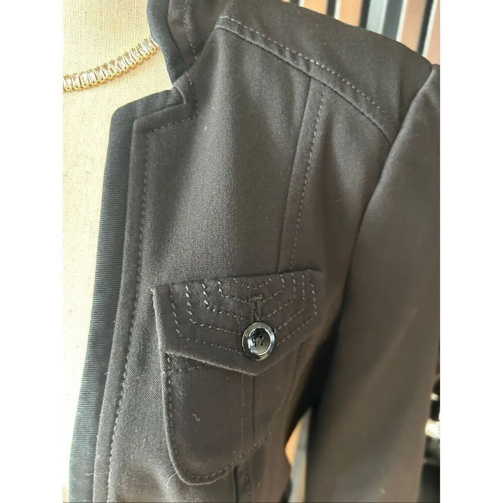 White House black market black military style cinched tailored blazer size 4 - Image 3