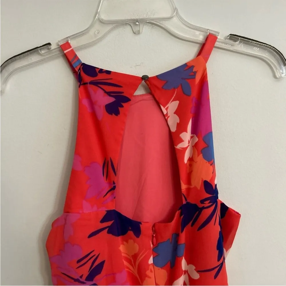 Vince Camuto Pink Coral Floral Printed Chiffon Halter High-Low Dress Size 6P - Image 7