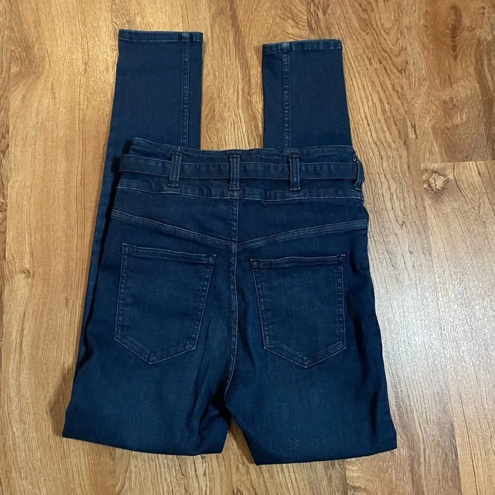 We the free high rise belted dark wash skinny jeans sz 26 - Image 4