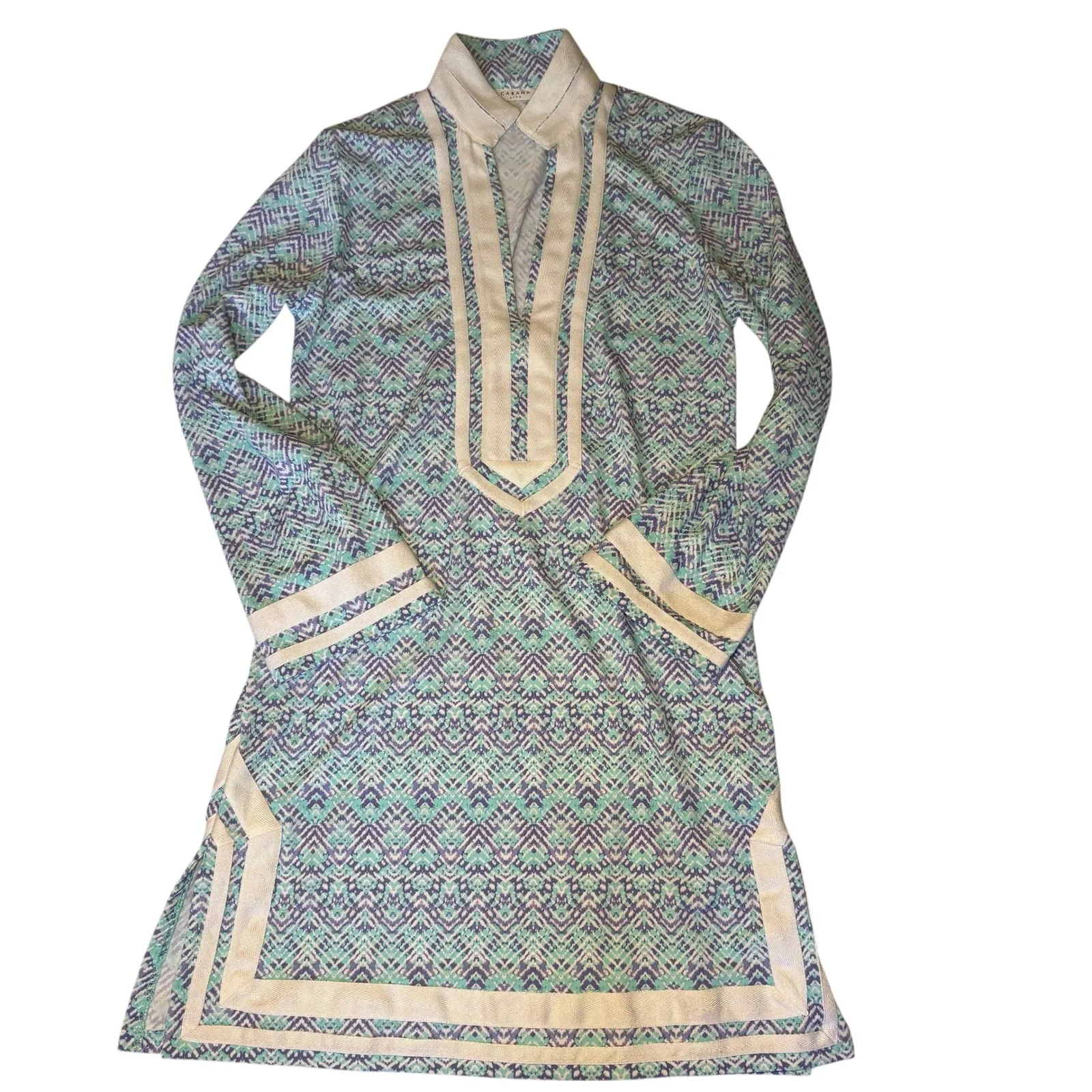 Caban Life NWT Naples Terry Tunic Cover Up Dress UPF 50+ Beach Resort‎ XS Blue - Image 8