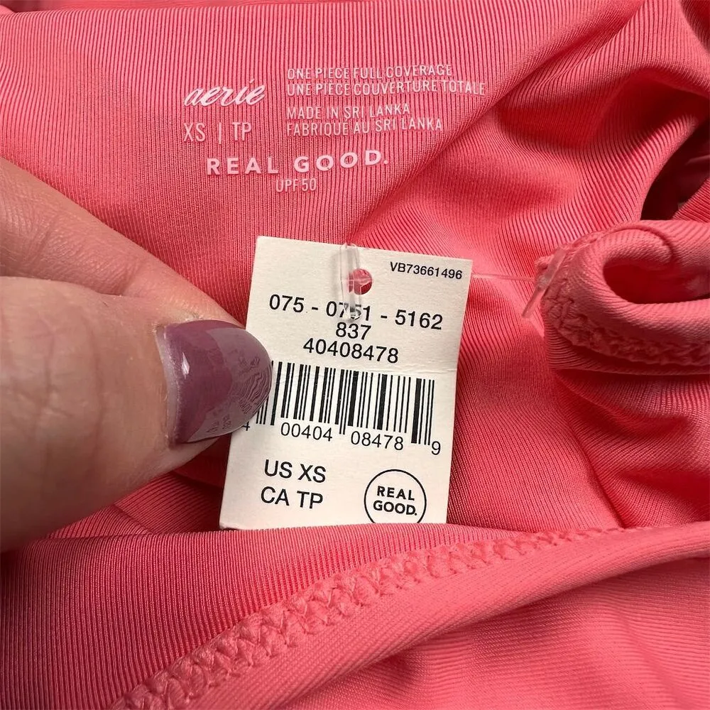 NWT Aerie Women's XS Spicy Coral Cut Out Full Coverage One Piece Swimsuit - Image 7