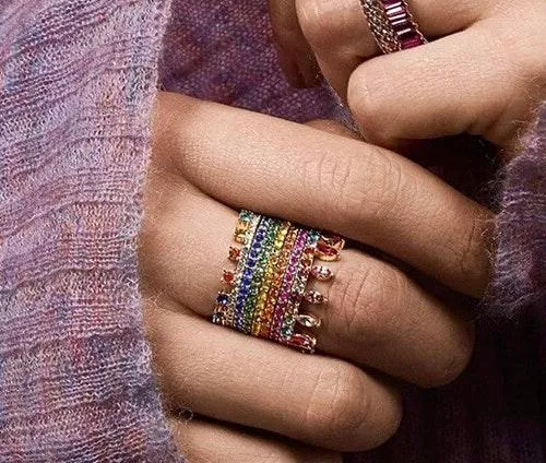 5 rainbow gold rings - Image 2