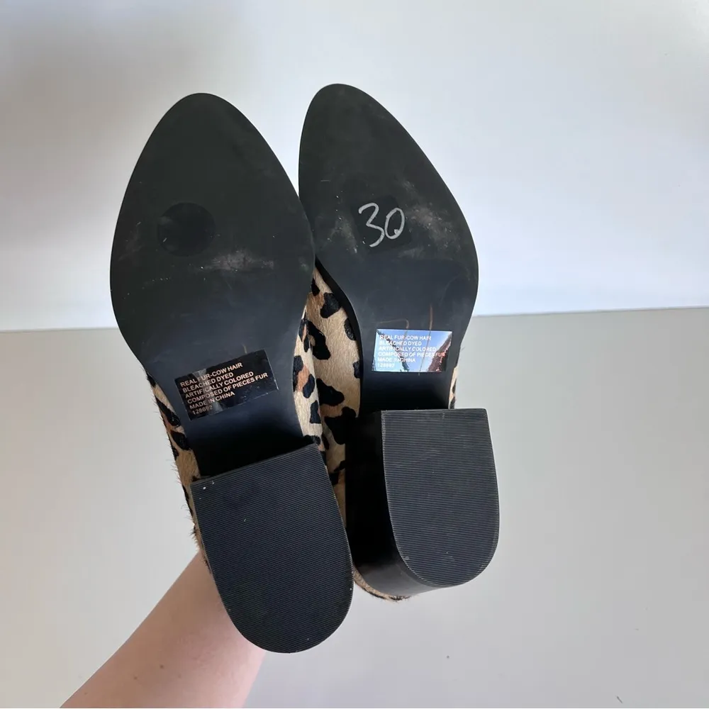 Steve Madden Womens Palace Leopard Cow Hair Ankle Booties Pull On 7B - Image 7