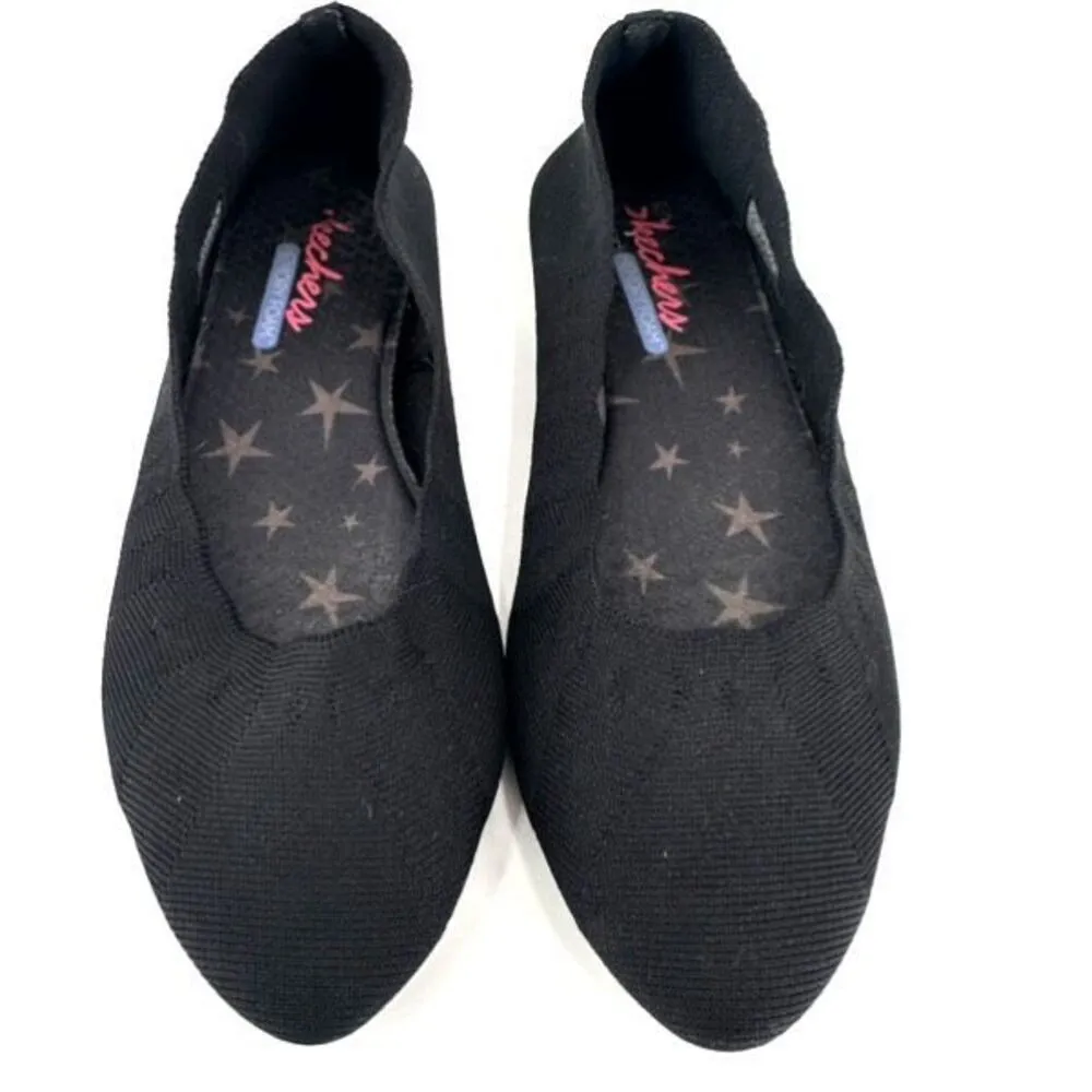Skechers Cleo 2.0 Love Spell Women Knit Black Flats Scalloped Round Toe Size 7.5 - Image 4