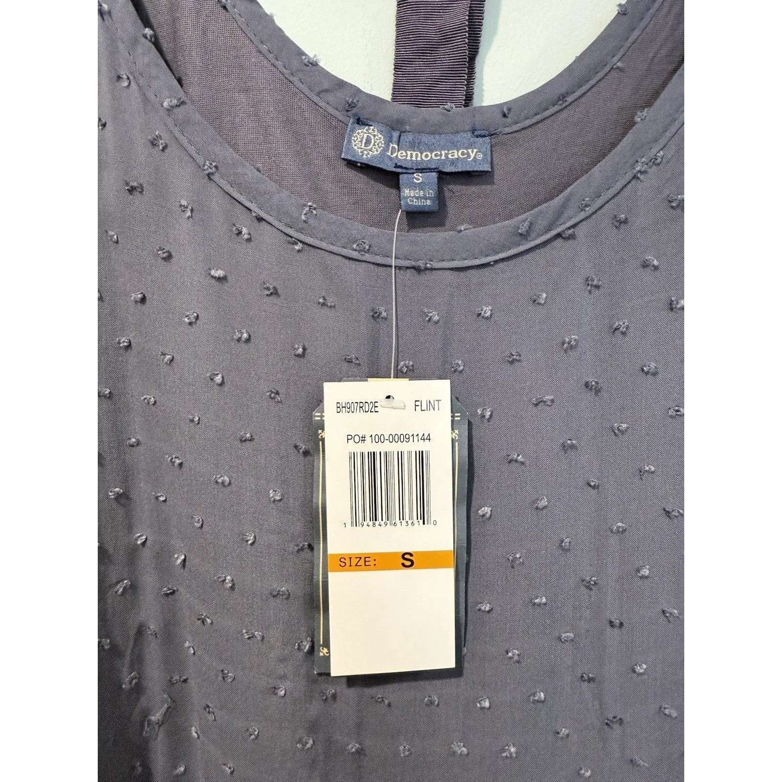 NEW Democracy Tank Top Womens Small Grey-Purple Dot Ruffle Travel Coquette Twee - Image 3