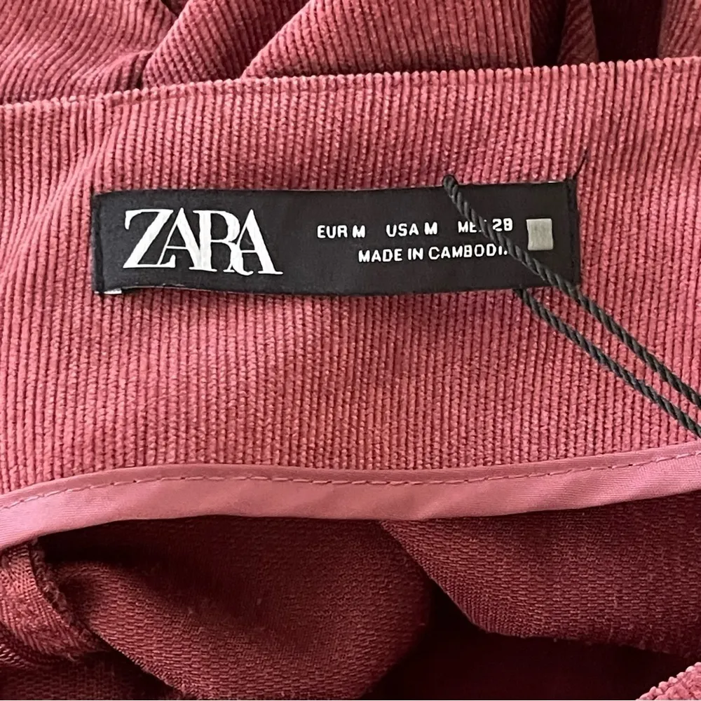 ZARA Ruched corduroy Mini skirt Burgundy Wine size M NWT - Image 8