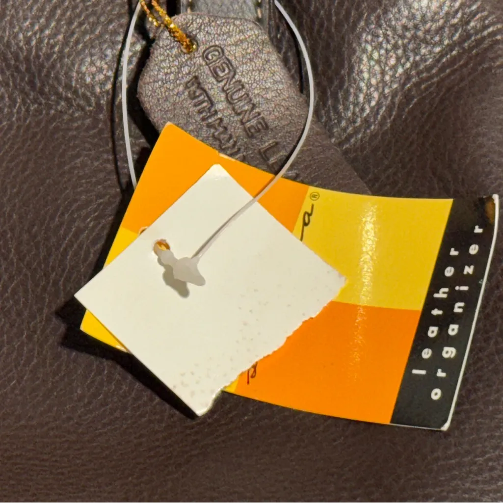 Strada Genuine Leather Organizer Shoulder Bag Tote Purse Brown New with Tags - Image 7