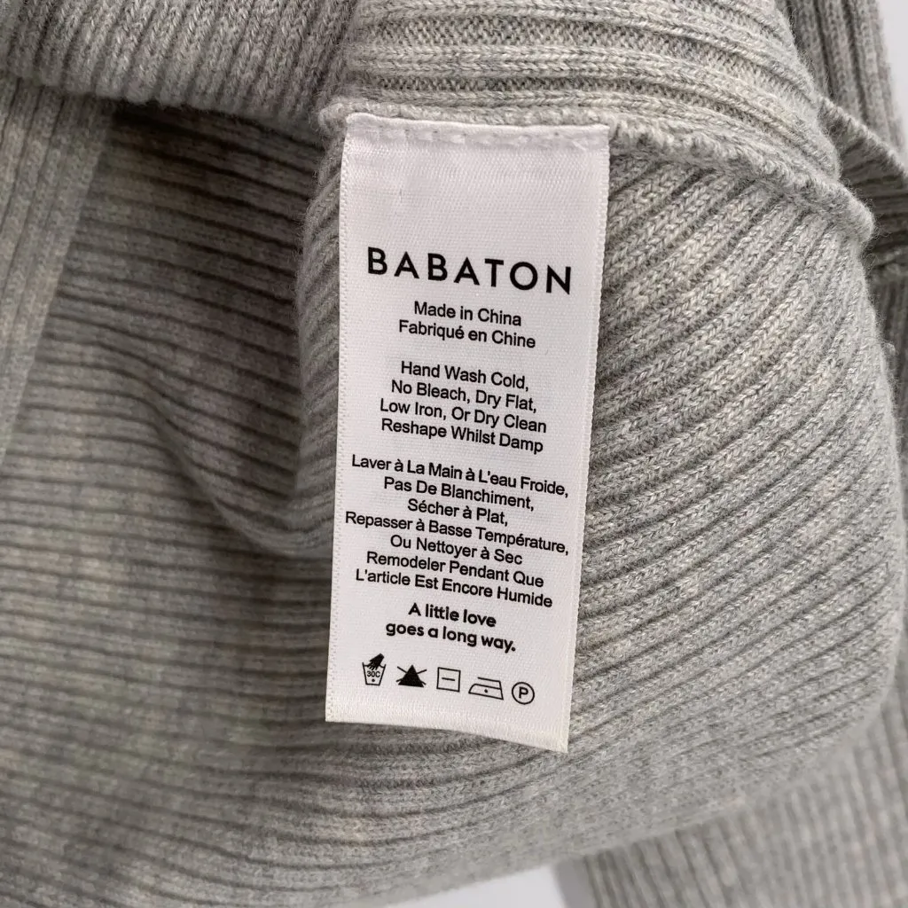 Babaton Aritzia Kitano Grey Ribbed Wool Blend Cross Back Sweater Size XS - Image 6