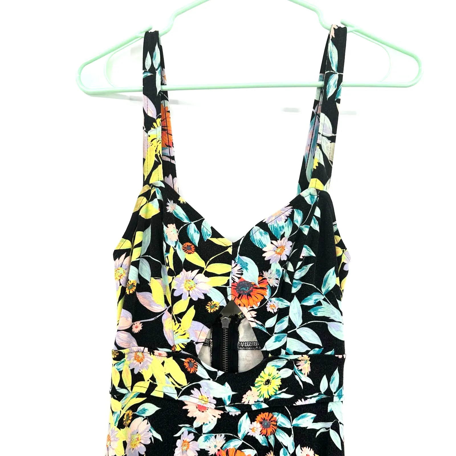 Volcom size Small black‎ floral sleeveless dress with cutouts mini dress - Image 3