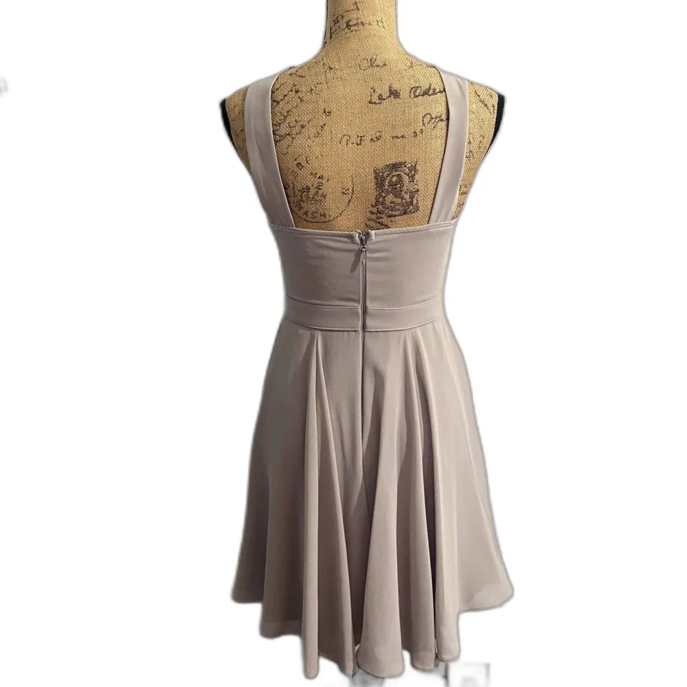 Lulus Forevermore Skater Dress Mini Halter Light Gray Bridesmaid Hoco Size Small - Image 5