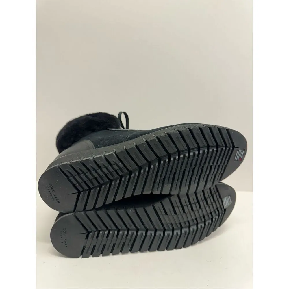 Cole Haan Winter Fur Boots Size 7.5B Womens Waterproof Black Lugged Sole - Image 10