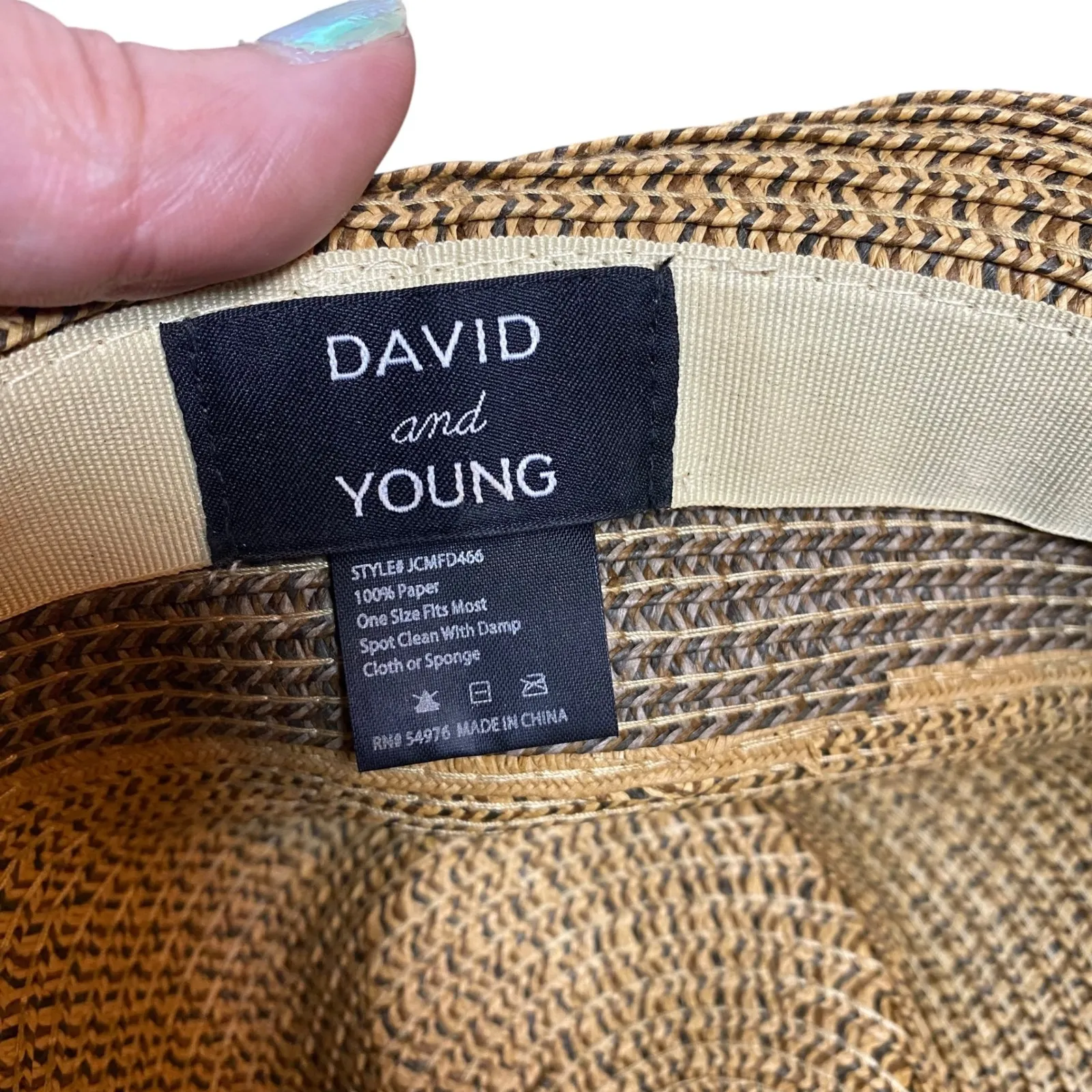 David and Young Straw Fedora Hat Women's One Size Paper‎ Banded Resort Vacation Tan - Image 4