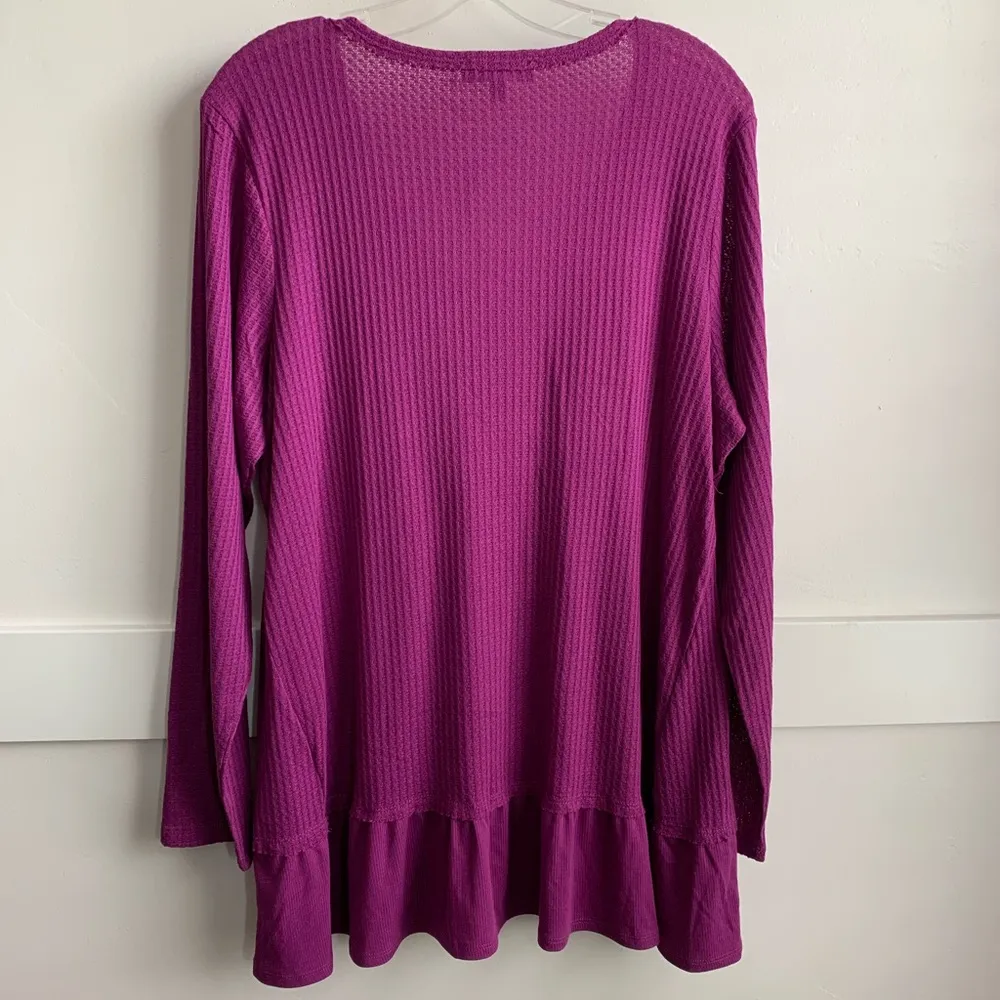 NWT Dressbarn B.L.E.U. Purple Thermal Long Sleeve Blouse - Image 2