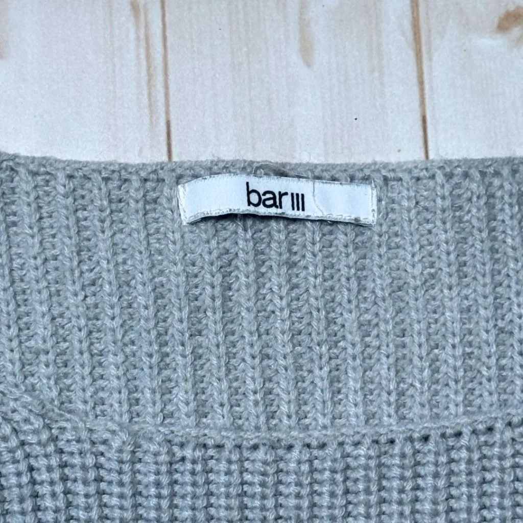 Gray Cold Shoulder Long Sleeve Scoop Neck Hi Lo Sweater Bar III Large - Image 6