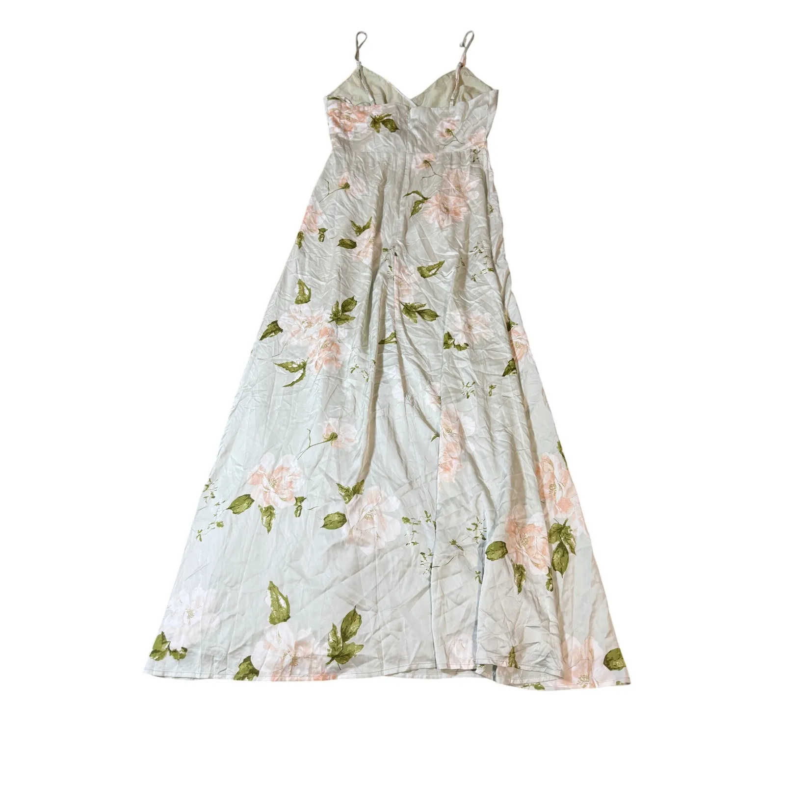 NWOT Lulus Large Radiant Occasion Light Green Floral Satin A-Line Maxi Dress - Image 13