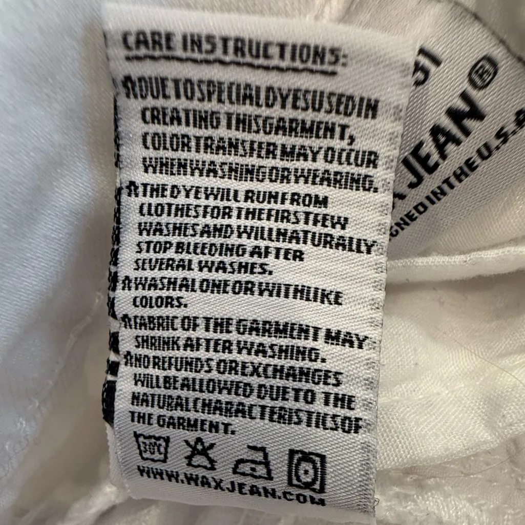 Wax Jeans White Wash Distressed Denim Butt I Love You Fit, Women’s 13 / 31 - Image 6