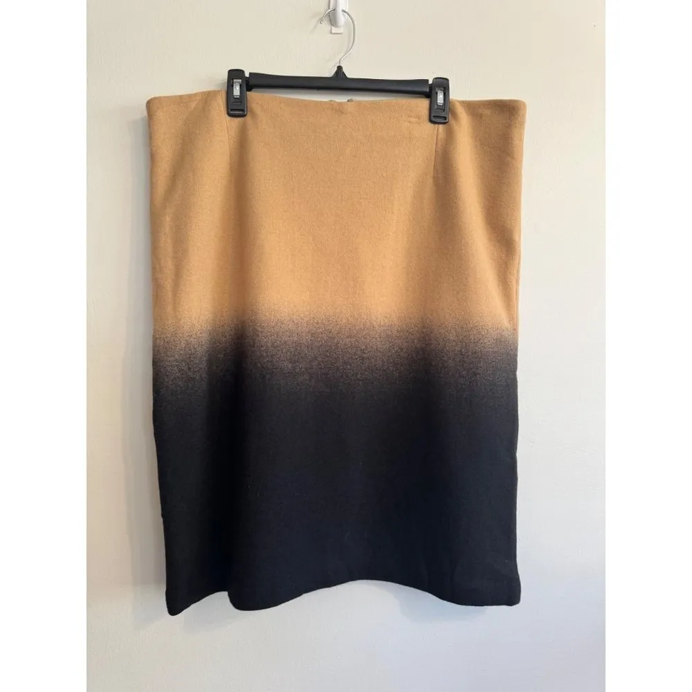 Anne Klein Skirt Women's Wool Blend Beige Black Midi size 2X - Image 2