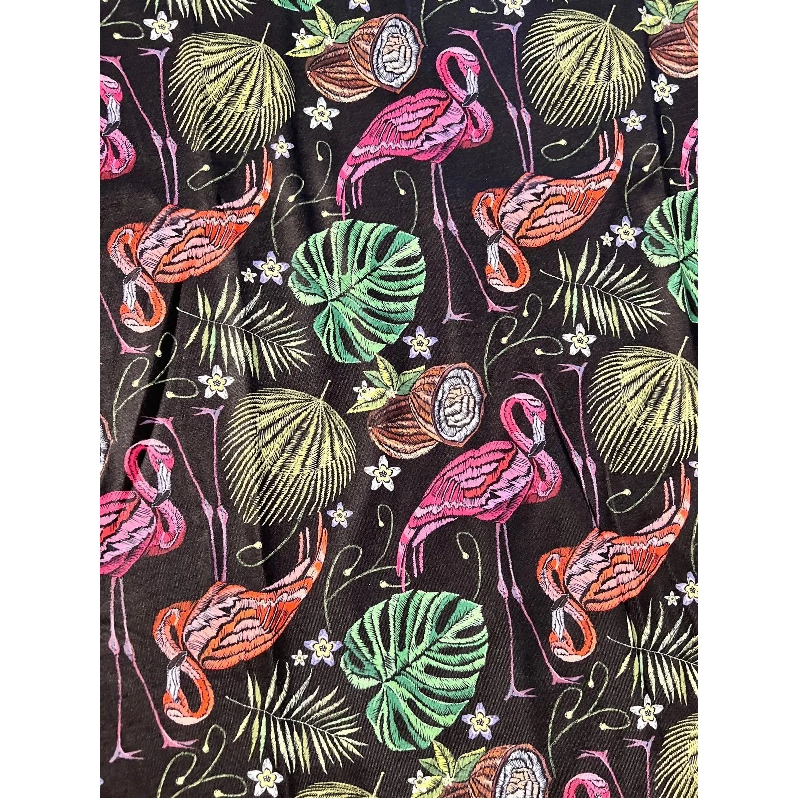 Flamingo Dress Womens Xs Black Tunic Casual Fit Simple T Shirt Loose Flowy B1 - Image 2