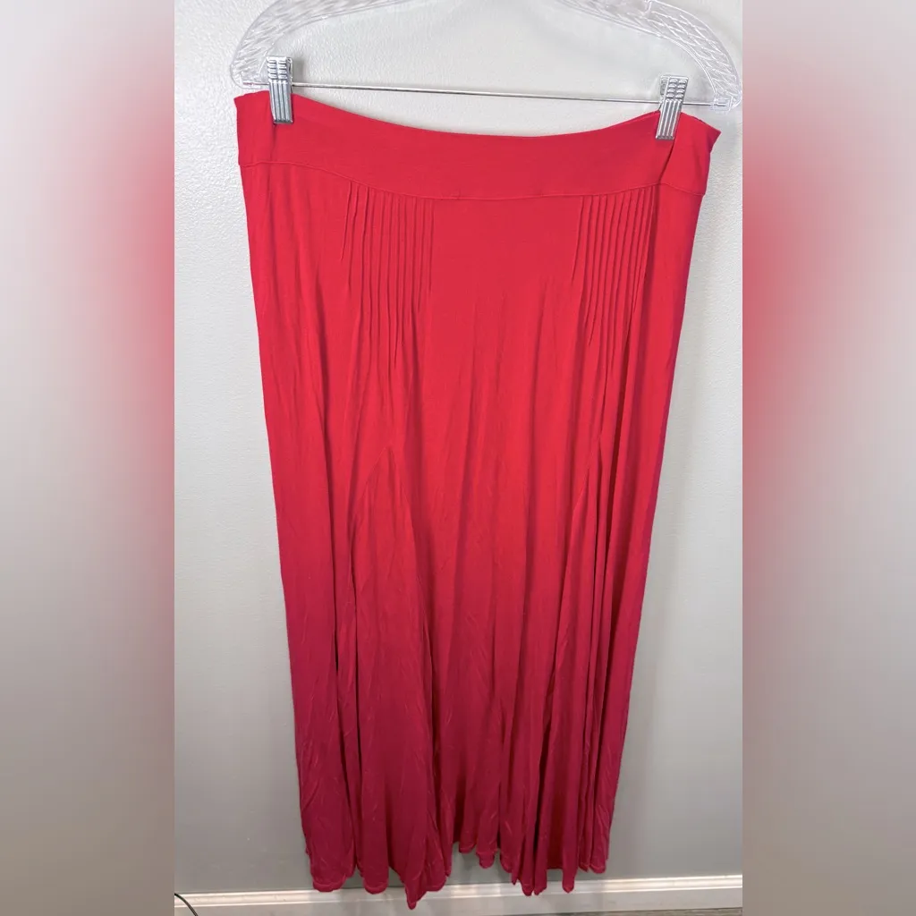 Anthropologie Maeve Women's Flowy‎ Pleated Red/Pink Maxi Skirt Size Large - Image 2