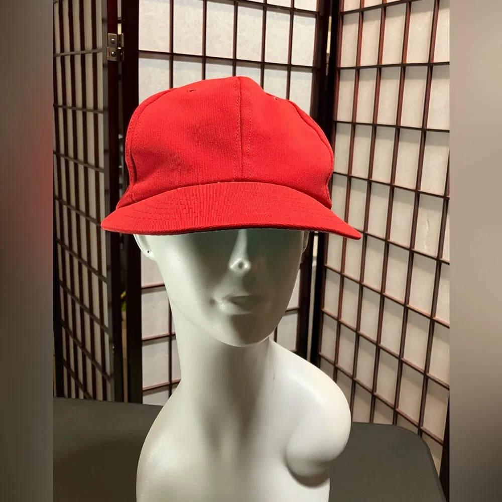Vtg YA Brand Solid Red Blank Snapback Trucker Hat Cap - Image 3